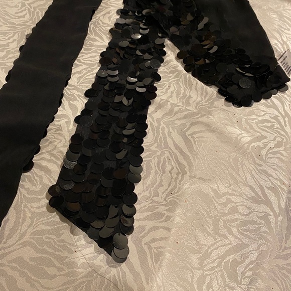 Ladies Black Sequins Scarf/Belt 70” x 3” - Picture 3 of 4